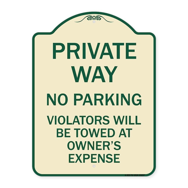 Signmission Private Way Violators Will Towed Away Heavy-Gauge Aluminum Sign, 24" x 18", TG-1824-23237 A-DES-TG-1824-23237 - main